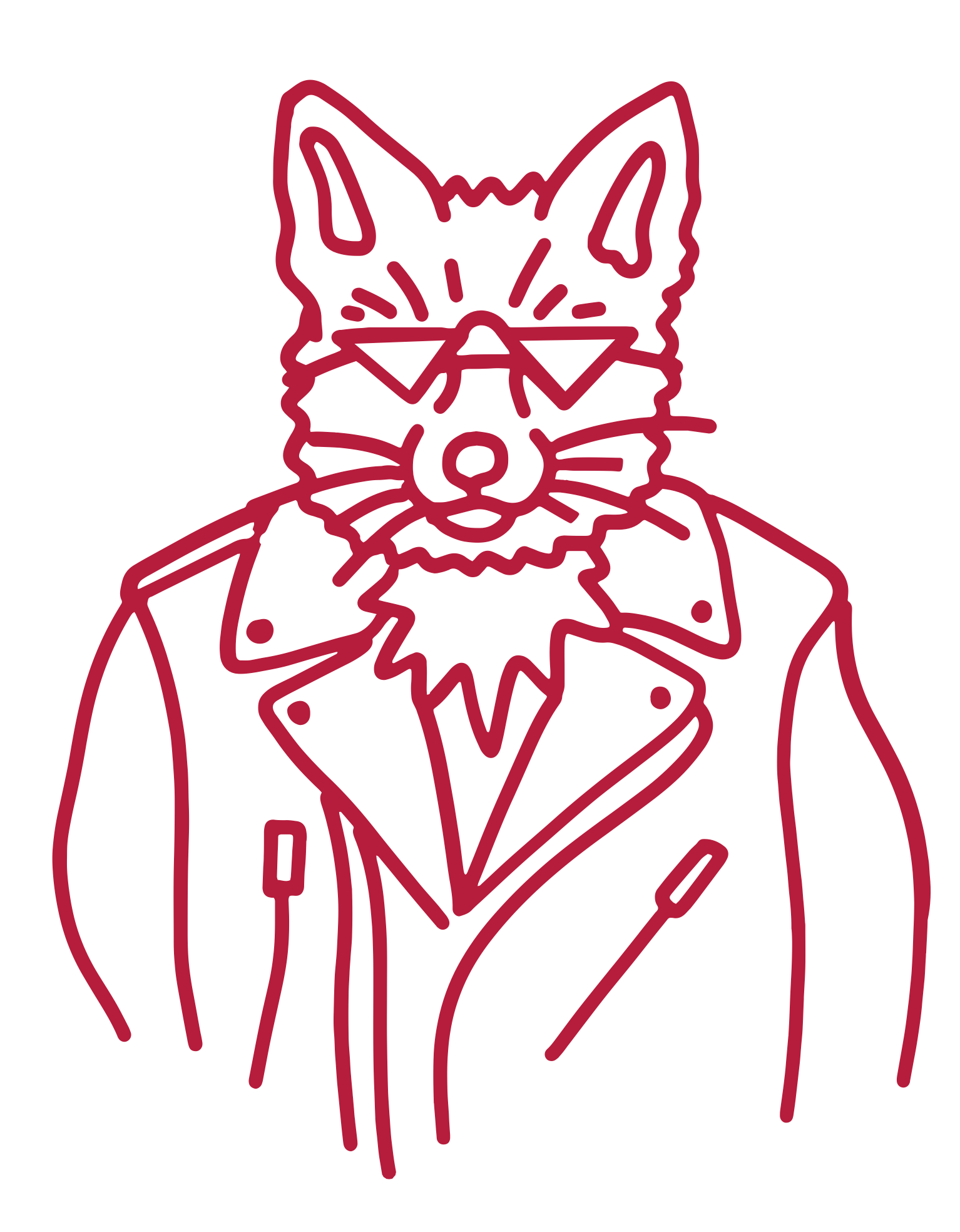 Fuchs mit Brille und Jacke.